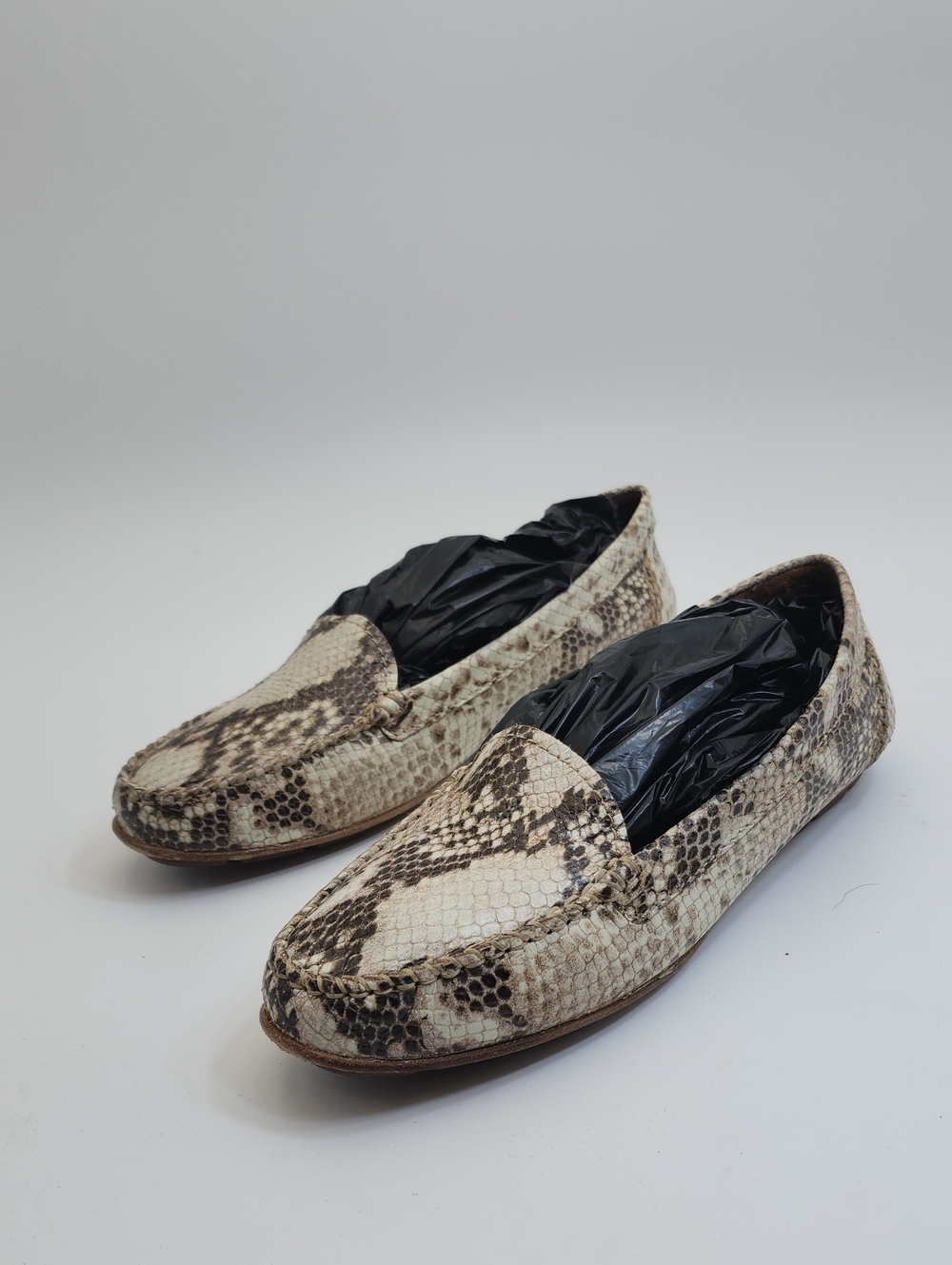 GEOX Respira Snakeskin Italian leather Mules Loafers Driving Shoes Size EU 39